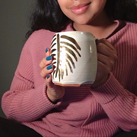Gold leaf print bohemian mug - Picture 5 of 7